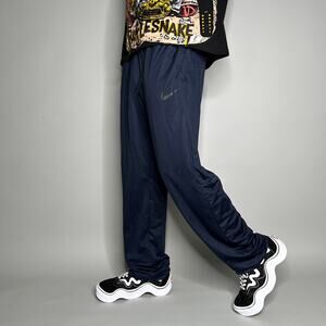 Vintage Y2K Nike Sweatpants Mens L Relaxed Fit Navy Blue Polyester Subtle Swoosh